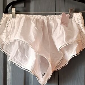 Auden White Cotton Lace-Trim Sleep Shorts